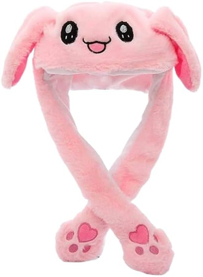 VALUEVIBES Unisex Plush Rabbit Hat with Moving Ears | Cute Bunny Cap for Kids & Adults | Soft Animal Hat for Parties, Cosplay & Fun Wear (Pack of 2) (PINK) - Image 1